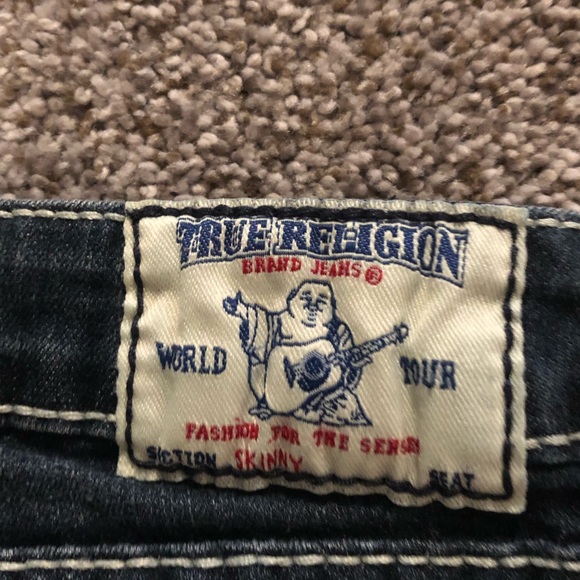 NWOT TRUE RELIGION SIZE 25 SKINNY JEANS DARK DENIM - Picture 3 of 4
